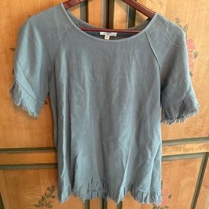 Boutique blouse! Sage green with cute detailing around the sleeves and hem.